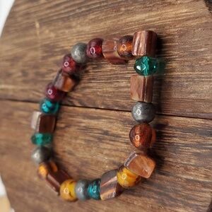 B2127 mother of pearl dyed colorful‎ nugget bracelet